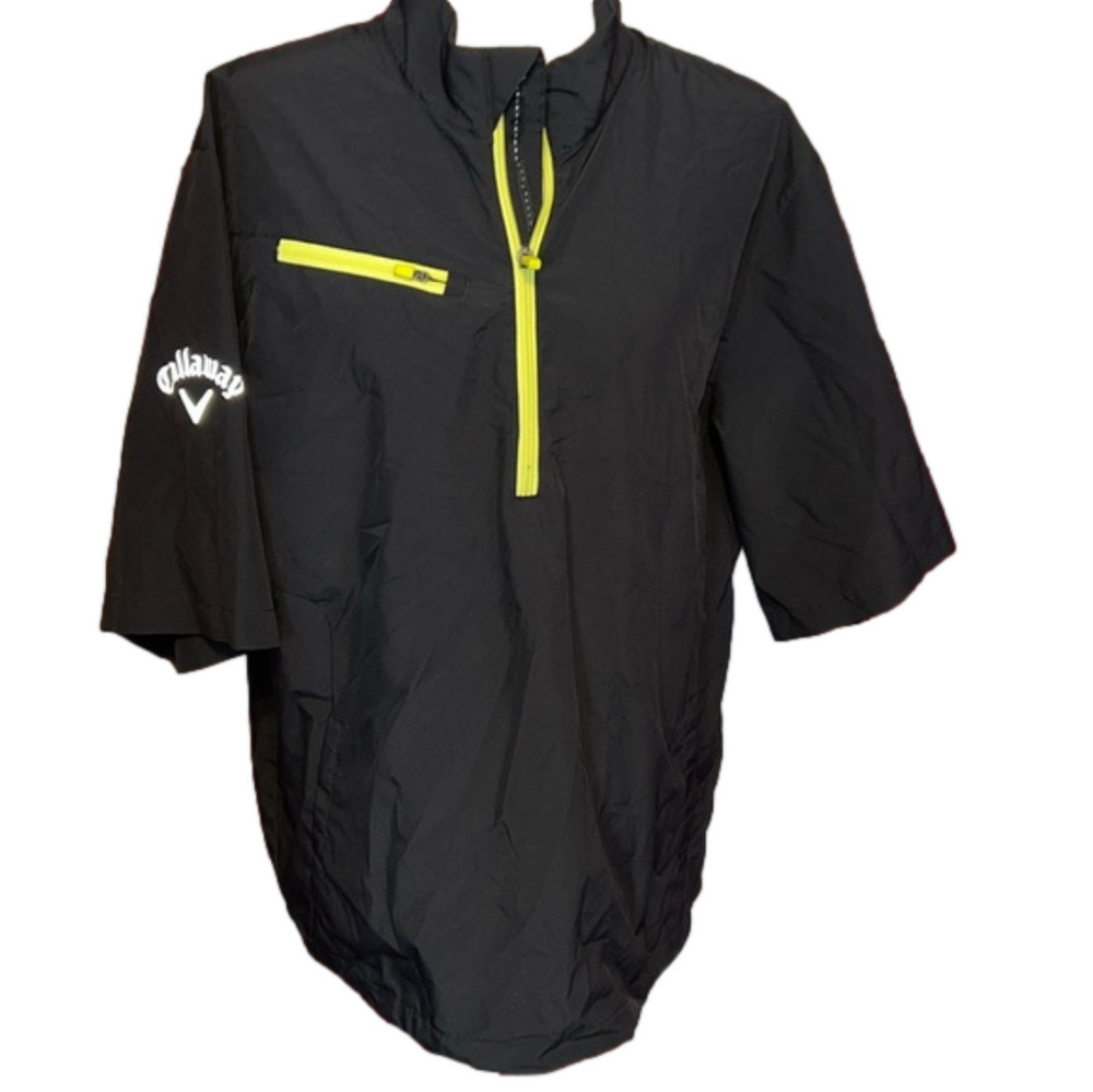 Men's Callaway Windbreaker Weather Series 1/4 Zip M Black Short Sleeve L
